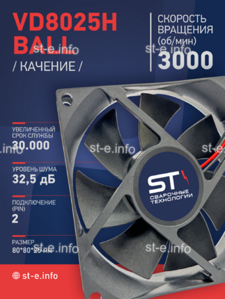 Вентилятор  VD8025H Ball (качения) 12V - st-e.info - Елец